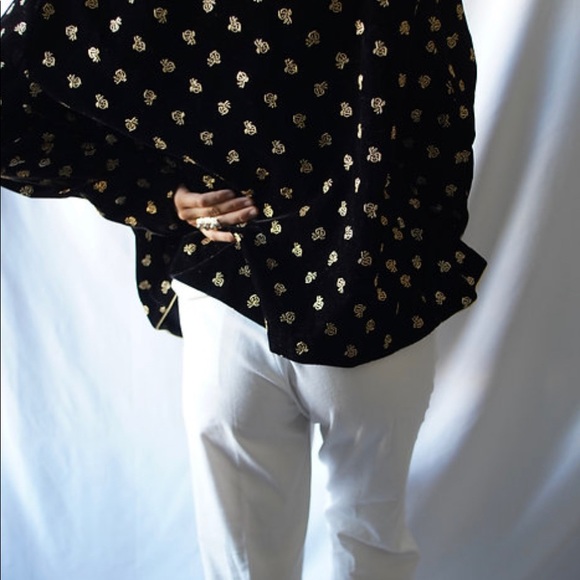 Vintage Norton McNaughton Embroidered Bee Gold Velvet Blazer - Picture 9 of 9